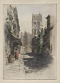 Street Scene France Original Etching by Albert Thayer