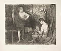 Apollo and Marsyas Original Etching by the German artist Hans Thoma published by Fritz Gurlitt Verlag