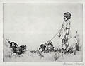 A Chance Encounter Original Etching by the Canadian American artist Diana Thorne