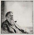 Portrait of George Russell Original Drypoint Engraving by the American artist Walter Tittle