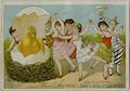 Use Acme Cut Full Pounds Best Bar Soap Made Chick Hatching and Children Dancing Original Chromolithographic Trade Card Advertisement for Lautz Brothers and Company New York
