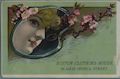 Woman's Reflection in Art Nouveau Mirror Original Chromolithographic Trade Card Advertisement for Boston Clothing House 86 and 88 Seneca Street Buffalo New York