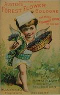 Perfumed with Austen's Forest Flower Cologne The Most Fashionable Perfume of the Day Cupid with Flowers Advertising Trade Card for W. J. Austen and Company Proprietors Oswego New York