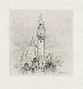 Florence Original Etching by the American artist Ross Sterling Turner also listed as Ross Turner The Hawthorne Portfolio French and Italian Note Books