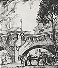 Resting Horses Pont Neuf Paris Original Drawing by Paul Ulen