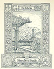 Ex Libris Sidney David Gamble View of China Original Engraving and Etching Unknown Artist Monogram