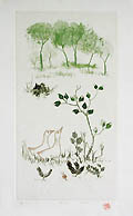 Duck Pond original etching and aquatint the Japanese artist Kenji Ushiku