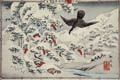 A Falcon in a Snowy Landscape Kacho ga Depiction of Birds and Flowers Original Woodcutby the Japanese artist Rinsai Utsushi for the Newly Selected Nature Studies