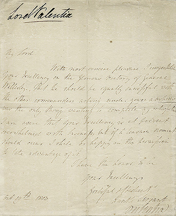 Lord George Anesley Valentia - Letter From Lord Valentia to Prince Frederick