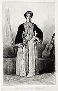 Femme Mariee de Belgrade Married Woman from Belgrade Original etching by the 19th century French artist Theodore Valerio
