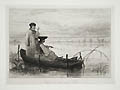 Pecheurs des Bords de la Theiss - Fishermen from the Banks of the River Theiss Hungary Original etching by the French artist Theodore Valerio