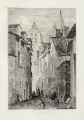 Rue Saint Nicolas Blois Original Etching by the French artist Emile Louis Vernier also listed as Emile Vernier published for the Societe des Aqua Fortistes Eaux Fortes Modernes by Cadart and F Chevalier and A Cadart and Luquet