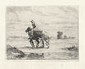 Boat Horses Original Etching by the French artist Jules Veyrassat