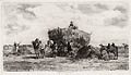 Le Ramassage des Foins The Hay Wagon Original Etching by the French artist Jules Veyrassat