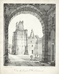 View of the Castle Keep Halaincourt Original Lithograph by the French artist Louis Villeneuve also listed as Louis Jules Frederic Villeneuve