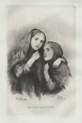 Orphans Original Drypoint Engraving by the British artist Sir Hubert Von Herkomer