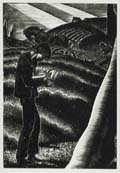 The Boy Reading from Madman's Drum Original Wood Engraving by the American artist Lynd Ward