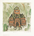 Horned Owl House Original Color Etching and Aquatint by the Japanese artist Junsuke Watarai