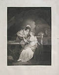 The Tempest Act V Scene I Ferdinand and Miranda playing at Chess Original Stipple Engraving by Caroline Watson designed by Francis Wheatley from the Shakspeare Gallery by John Boydell London