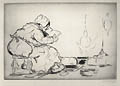 By the Fireside Original Etching by the American artist Albert James Webb
