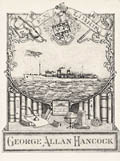 Ex Libris George Allan Hancock Oceanographic Research Vessel Velero Original Engraving by the American artist James Webb