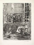 Interior Scene with Cats Original Etching Drypoint Engraving and Aquatint by the Swiss French artist Robert Wehrlin