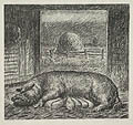 Piglets and Sow Original lithograph by Harry Wickey