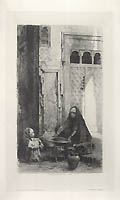 Frau Am Kohleherd Original Etching by the Austrian artist, Charles Wilda