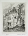 Corner in Chartres Original Lithograph by the American artist Mildred Emerson Williams also listed as Mildred Williams