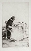 La Marchande Endormie The Sleeping Merchant Original Etching by the American artist John Winkler