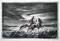 Two Horses Original Lithograph by Karen Winter