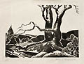 Landscape Study Original Woodcut by the American artist Henry E. Winzenreid also listed as Henry Winzenreid