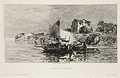 Lagune Bei Venedig Lagoon Near Venice Original Etching by the Austrian artist Wilhelm Woernle