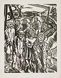 Blindenzug Procession of the Blind Original woodcut by by the Austrian Expressionist artist Johannes Wohlfahrt