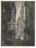 Street Scene Paris Original Etching by Paul F. Berdanier