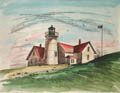 Nobska Light Woods Hole Original Hand Coloured Lithograph by the American artist Robert Brooks