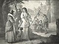 Helena in The Dress of a Pilgrim Shakespeare All's Well that Ends Well Act III Scene V Original Stipple Engraving and Etching by the British artist John Chapman designed by Henry William Bunbur