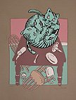 Kilkenny Cats Original Silkscreen by Seymour Chwast