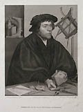 Portrait de Nicolas Kratzer Original Engraving by Francois Jacques Dequevauviller