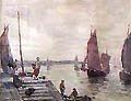 On The Quay Normandy Coast Original Watercolour by Edward Glen