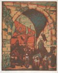 City Gates Arabia Original Woodcut by the American artist Paul Honore