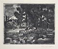 Tajkep gemeskuttal Sweep Pole Well Original Dryppoint Engraving by the Hungarian artist Bela Ivanyi Grunwald