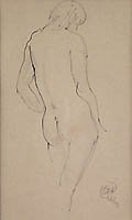 Figure Study Original Drawing by the American artist Henry Keller also listed as Henry George Keller