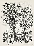 Two Trees Three Children Original Silkscreen by the American artist Frank Kleinholz