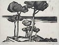 Ligurian Original Linocut by the Austrian artist Hans Kobinger