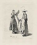 Lavandieres Antibes Washerwomen Antibes original etching by Adolphe Lalauze after Jean Louis Ernest Meissonier