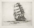 Flying Cloud original etching by the American artist Nat Lowell