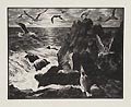 Sea Gulls Original Wood Engraving by the American artist Leo John Meissner published by the American Artists Group