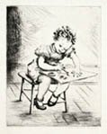 Artist at Work Original Drypoint Engraving by the American artist Alice Harold Murphy