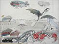 Pie Cake Chop Series original drawing and collage by Robert Nelson